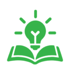 Classroom grants icon with an open book and lightbulb.