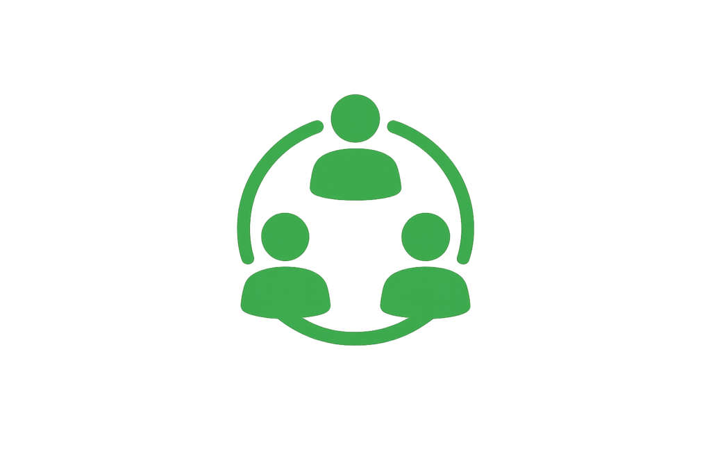 Group of connected people representing community.
