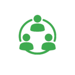Group of connected people representing community.