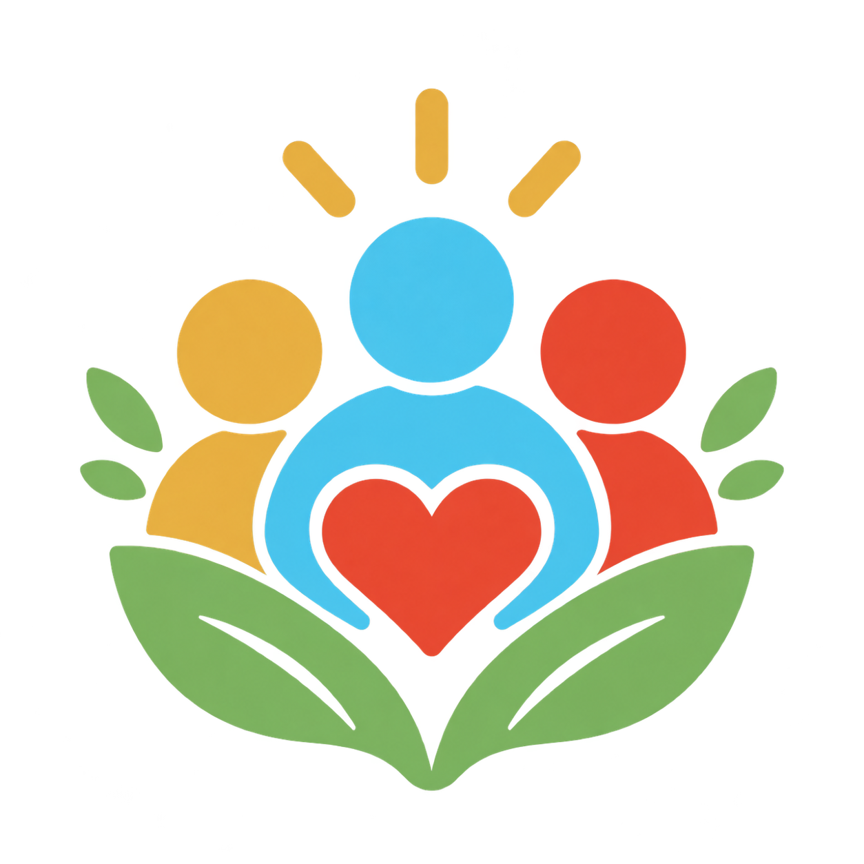 Group of people with a heart and leaves representing community support for public education.