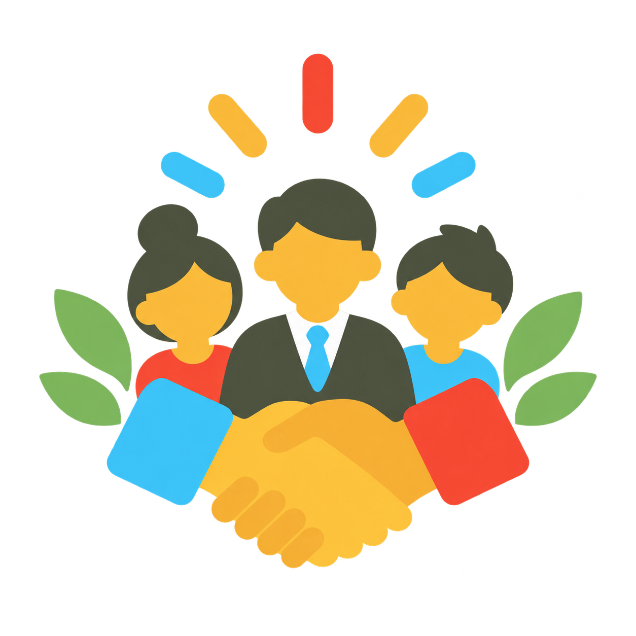 Group of people with handshake representing corporate giving and partnerships.