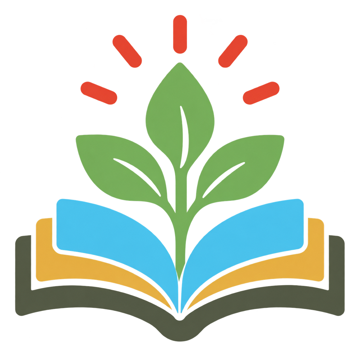 Open book with growing leaves representing NEF classroom grant stories and student learning.