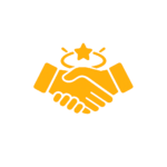 Handshake with a star representing sponsors.