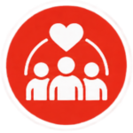 Three people beneath a heart