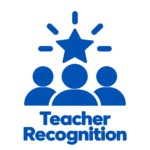 Blue group of people with a star representing teacher recognition.