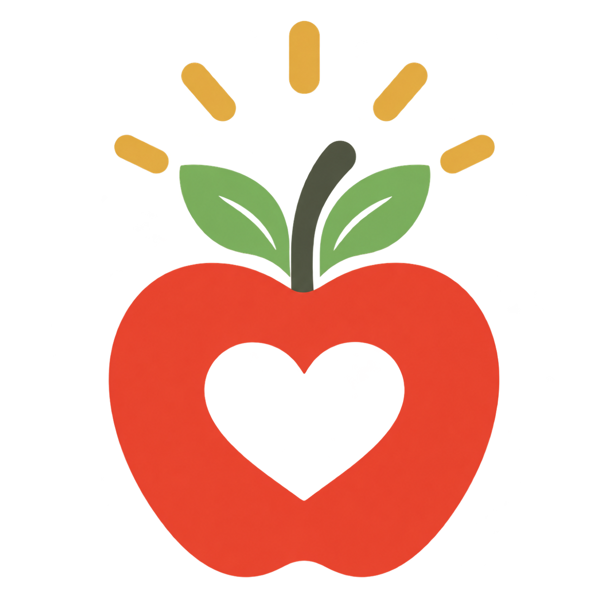Apple with a heart and leaves representing NEF Teacher Spotlights and educator recognition.
